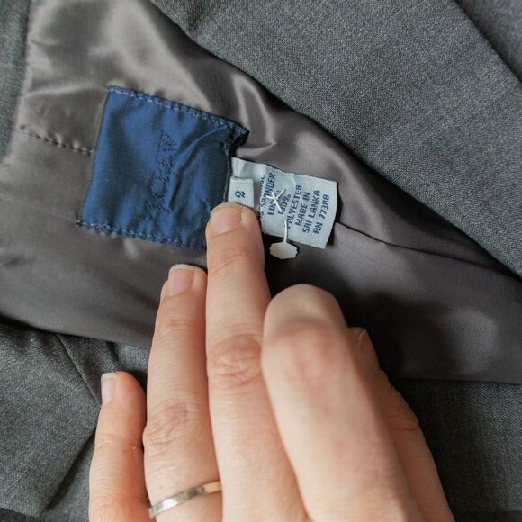 J Crew Vintage Y2K Dark Gray Button Blazer Jacket Size 2 Wool Blend Business - Picture 3 of 6